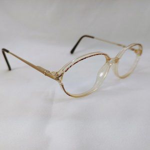 Gloria Vanderbilt Eyeglass Frames 750 098 Clear Plastic Rim Brown Floral Gold